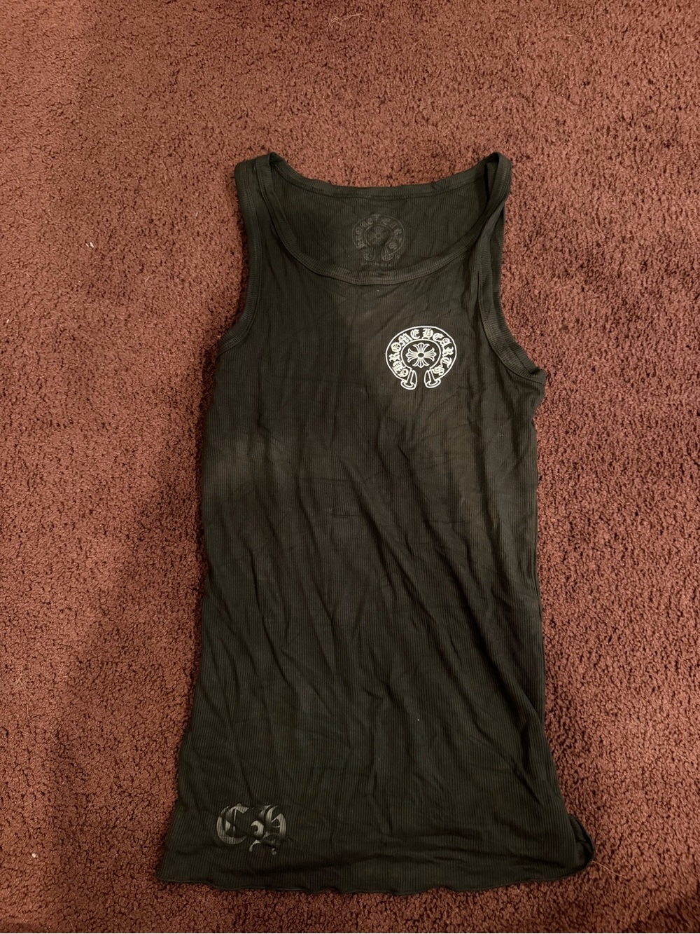 Chrome hearts black and white ribbed tank lo ny  size small women’s.